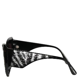 Black Silver Sequin Butterfly Polarized Sunglasses