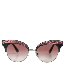 Black Pink Mirrored Cat Eye Sequined Sunglasses