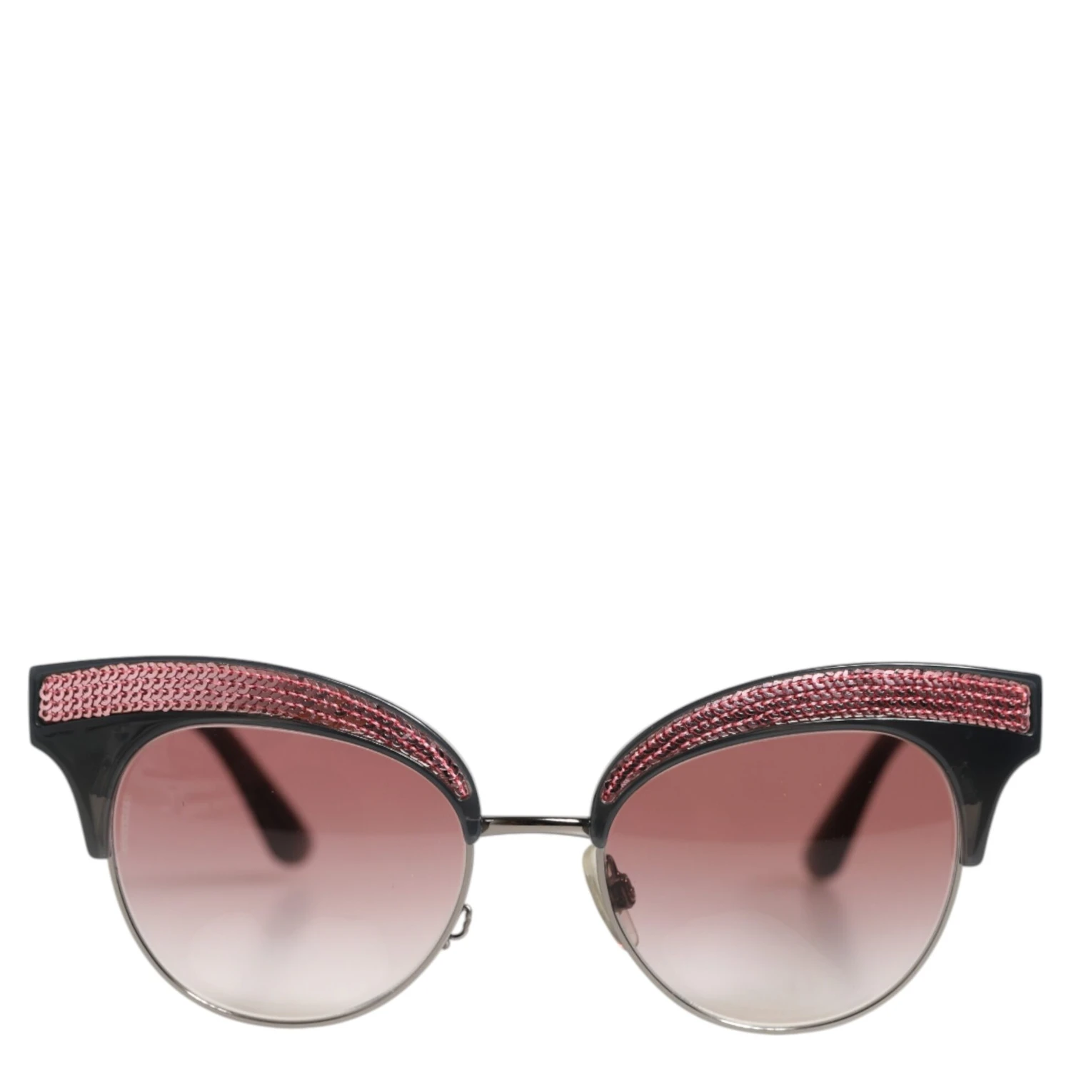 Black Pink Mirrored Cat Eye Sequined Sunglasses