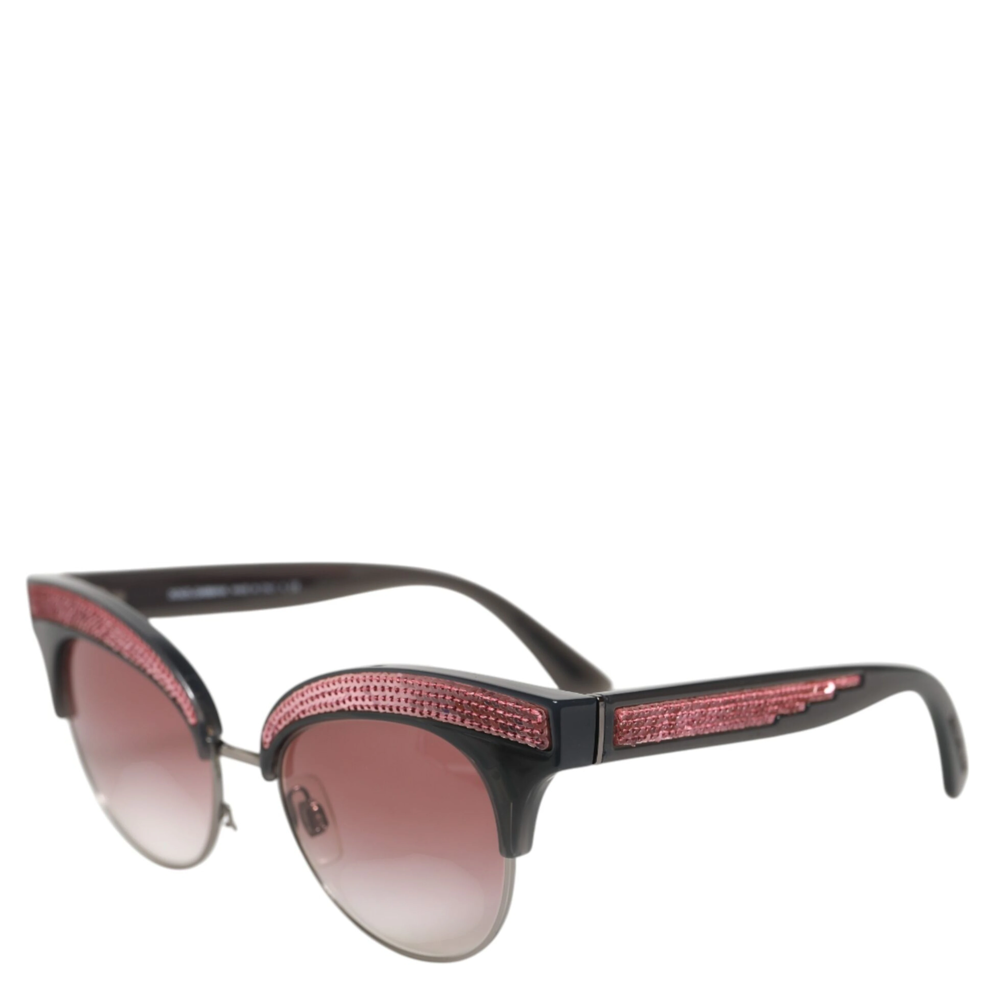 Black Pink Mirrored Cat Eye Sequined Sunglasses