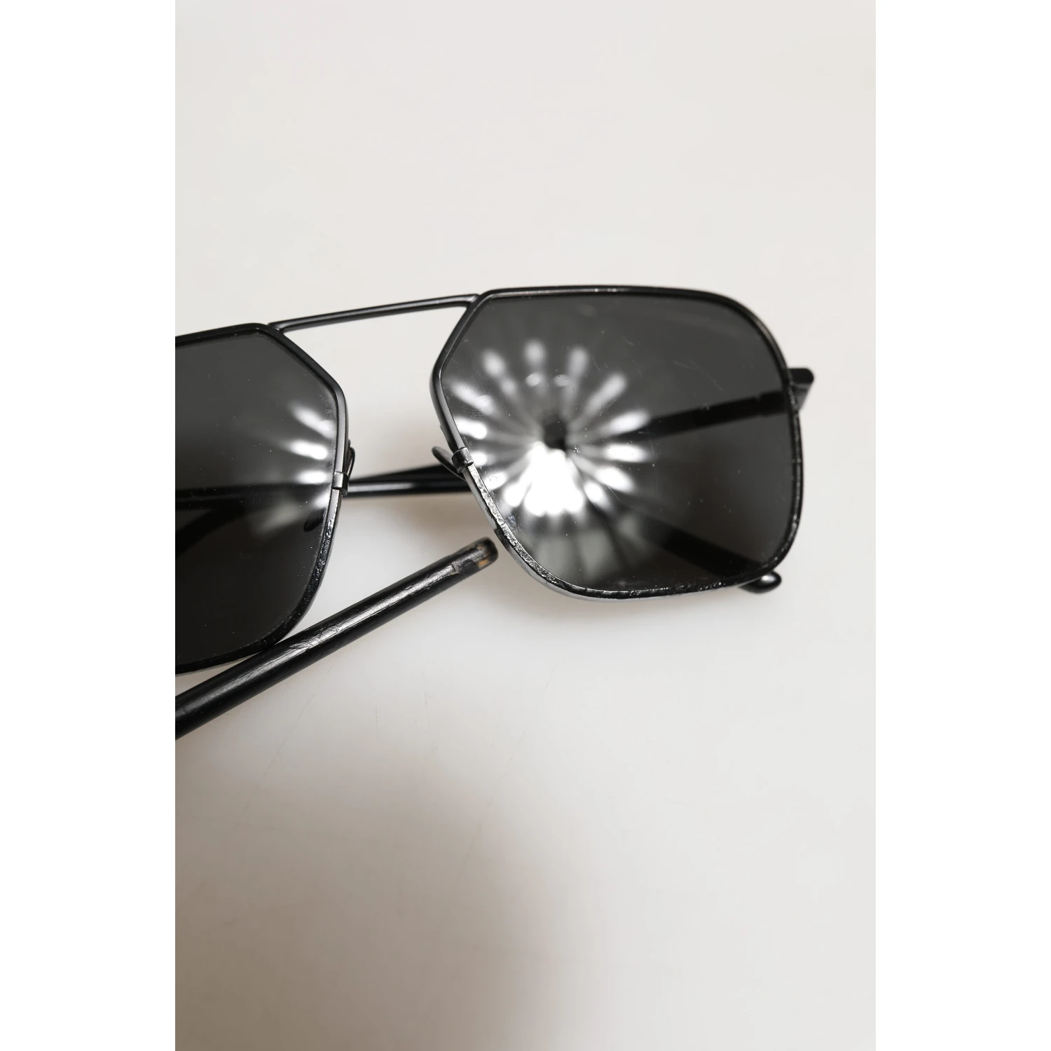 Black Metal Frame Square Lenses Shades Eyewear Sunglasses