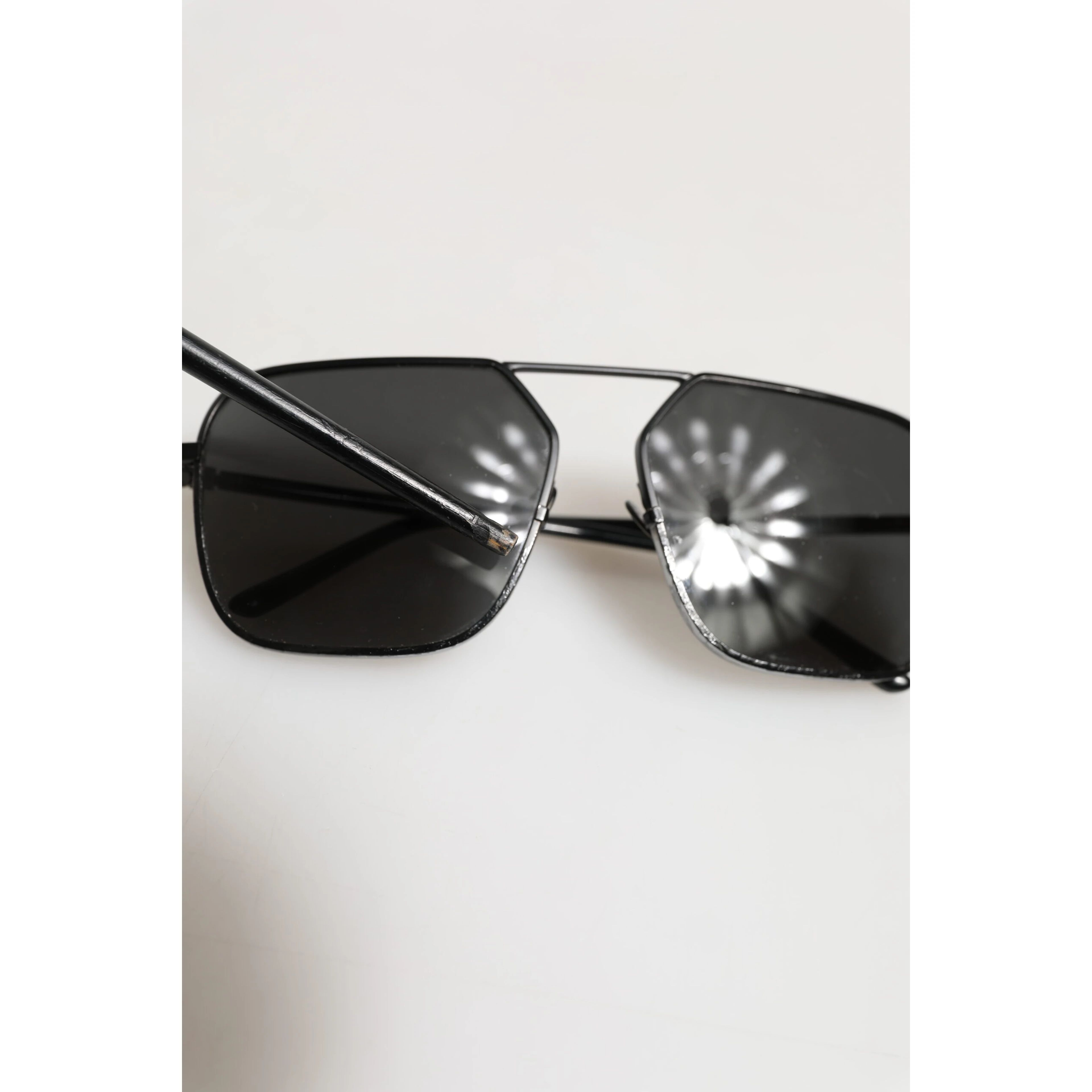 Black Metal Frame Square Lenses Shades Eyewear Sunglasses