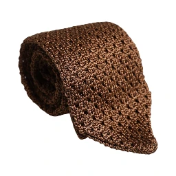 Brown 100% Silk Adjustable Necktie Men Accessory Tie