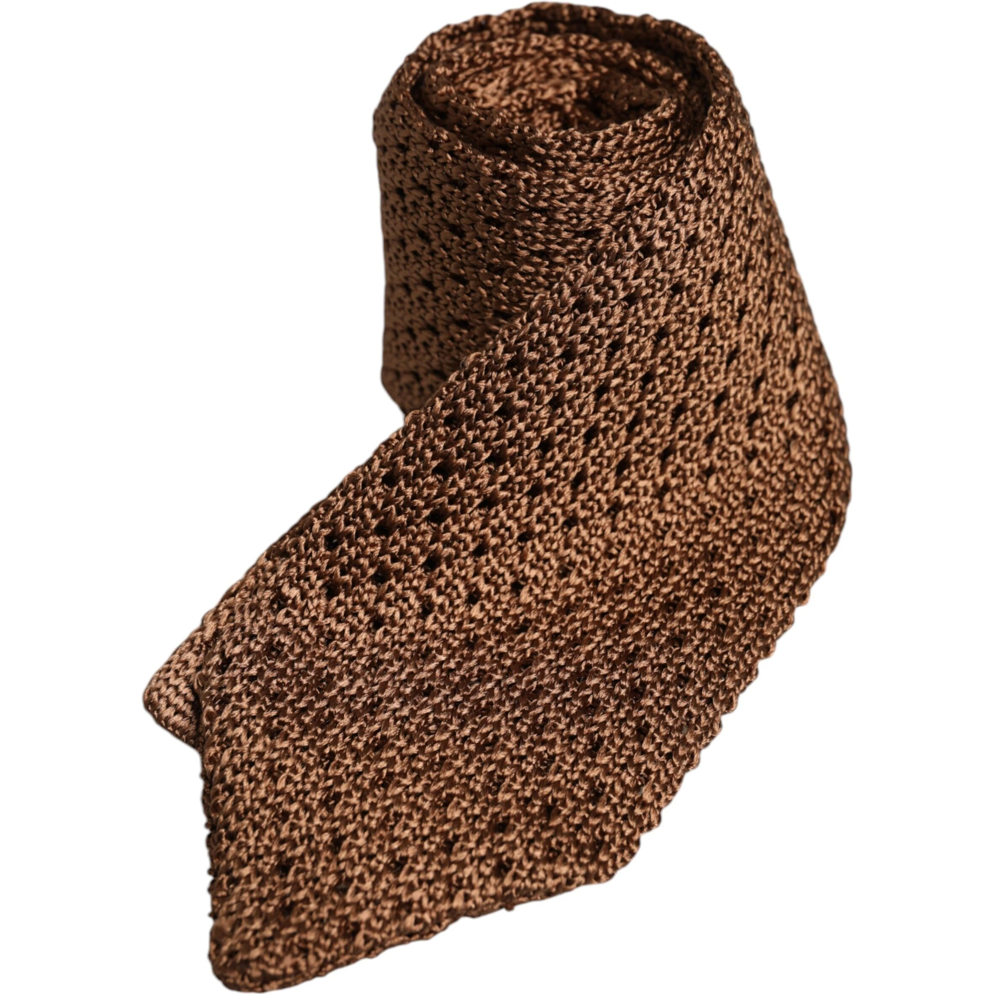 Brown 100% Silk Adjustable Necktie Men Accessory Tie