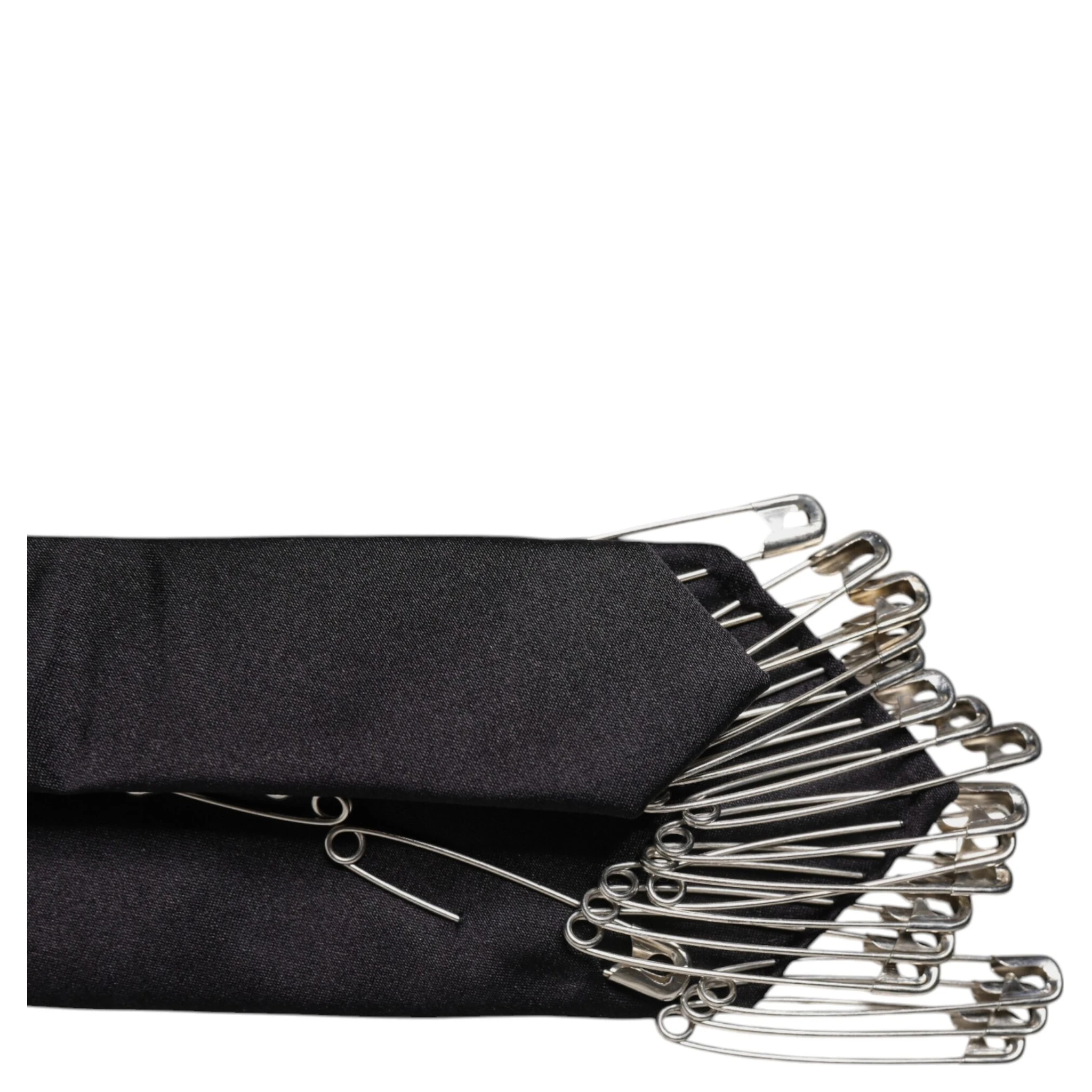 Black Safety Pins Silk Adjustable Necktie Accessory Tie