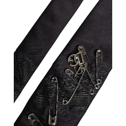 Black Safety Pins Silk Adjustable Necktie Accessory Tie