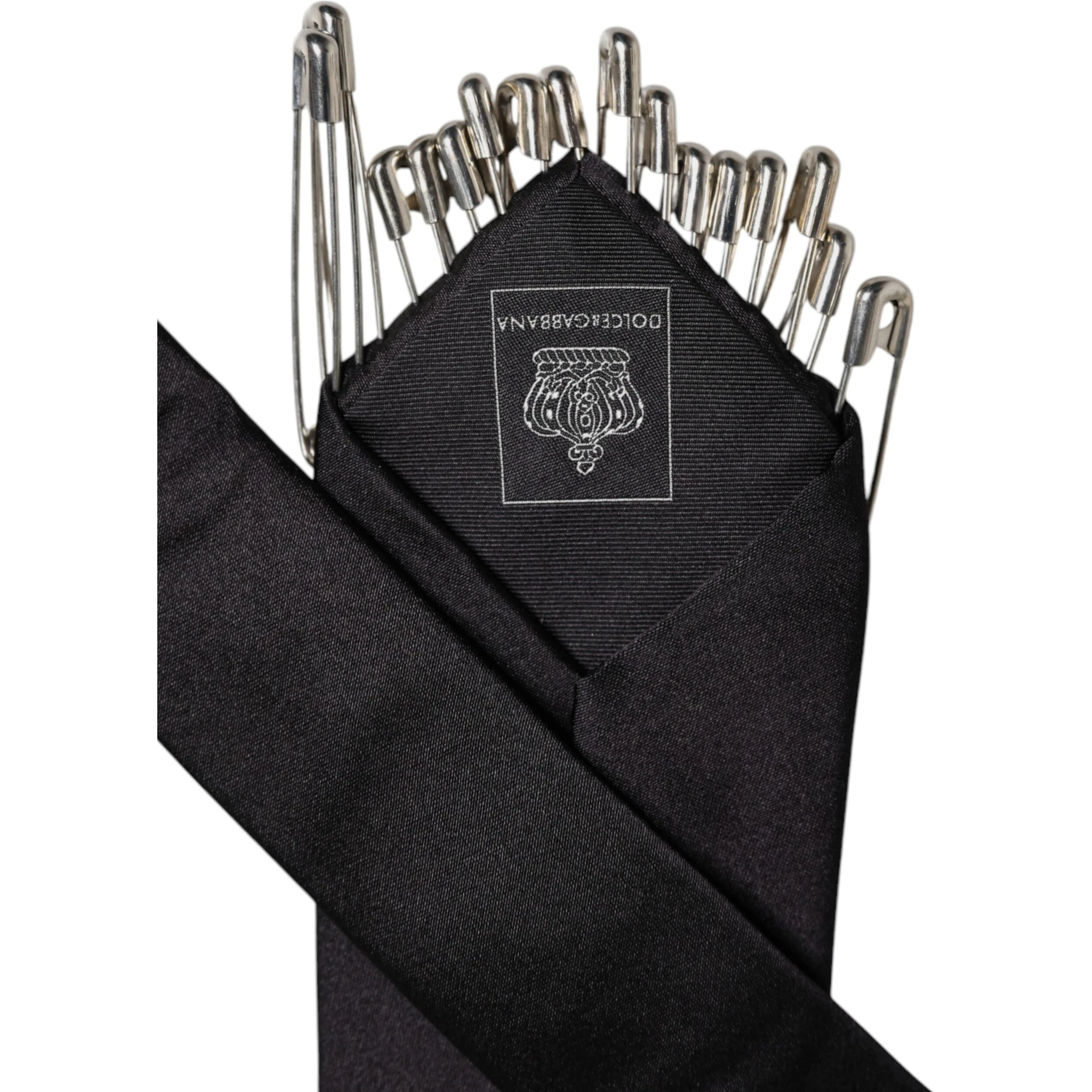 Black Safety Pins Silk Adjustable Necktie Accessory Tie