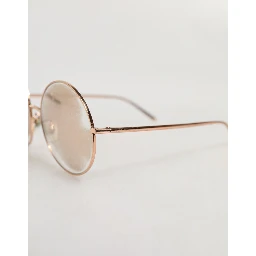 Rose Gold Plated Round Lenses Shades Eyewear Sunglasses