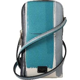 Blue Leather Cross Body Neck Strap Card Slot Phone Pocket