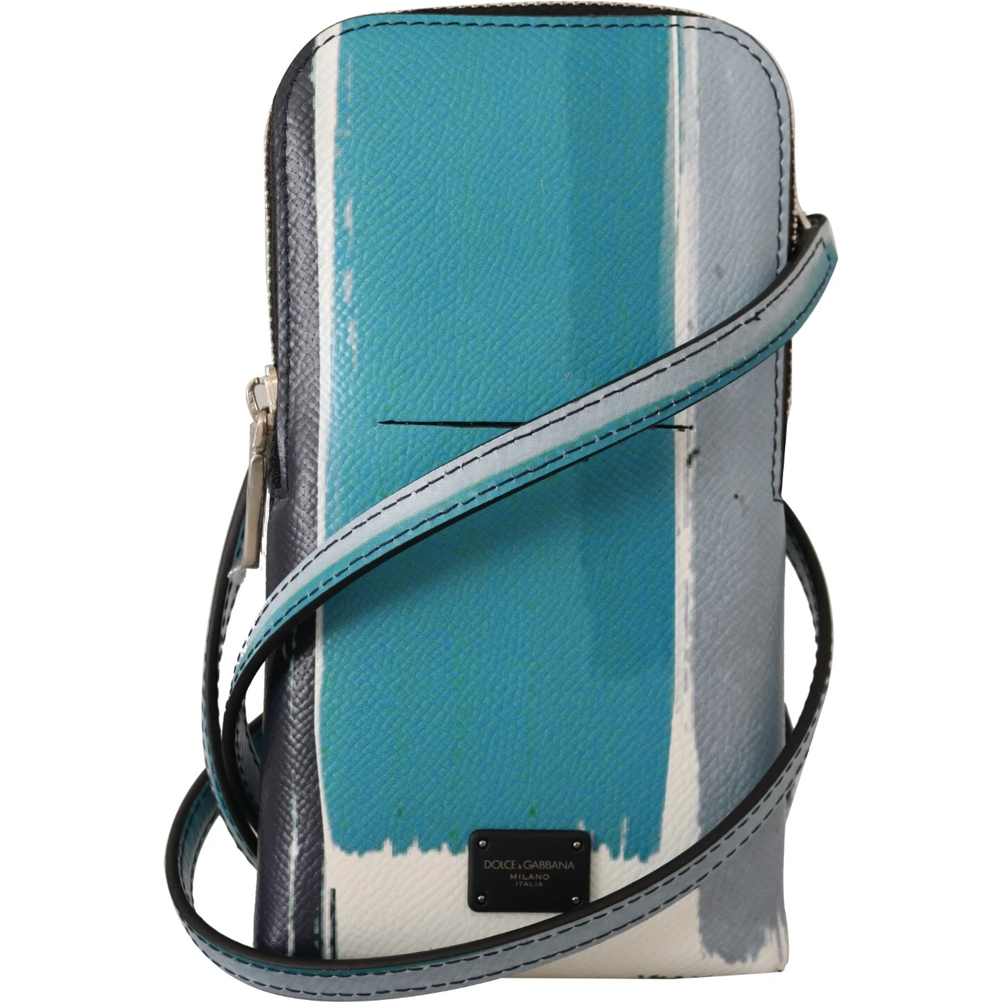 Blue Leather Cross Body Neck Strap Card Slot Phone Pocket