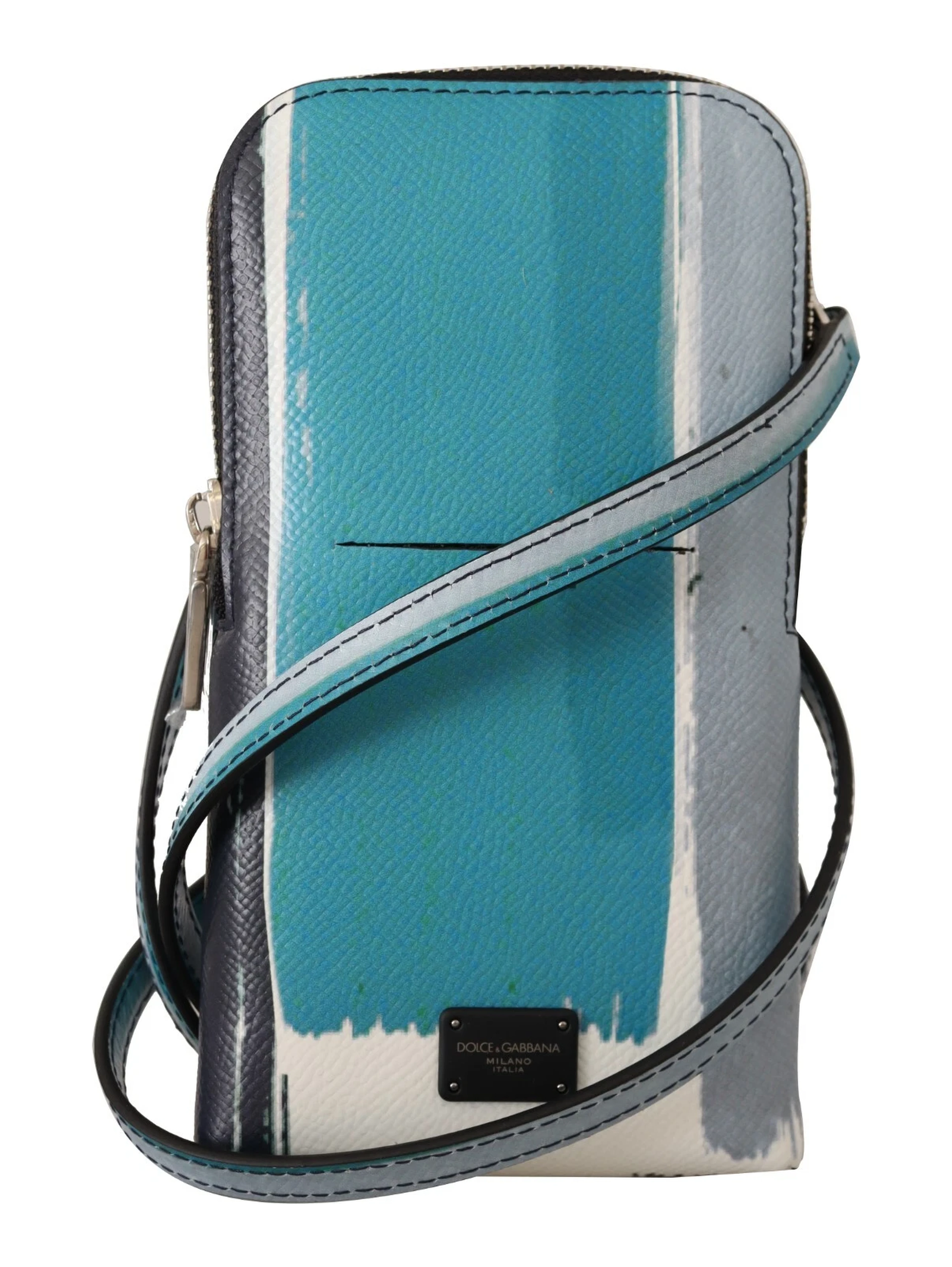 Blue Leather Cross Body Neck Strap Card Slot Phone Pocket