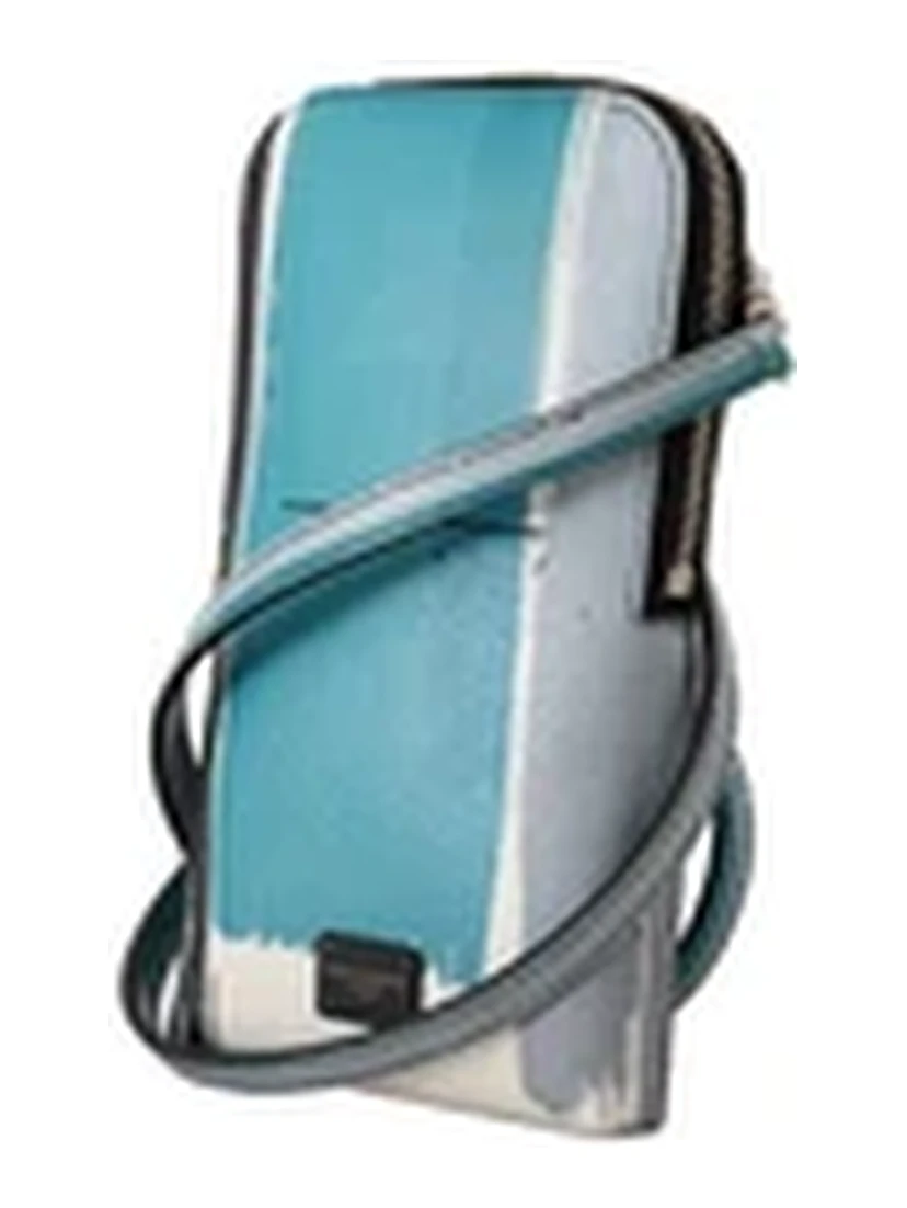 Blue Leather Cross Body Neck Strap Card Slot Phone Pocket