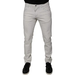 White Cotton Stretch Skinny Men Denim Jeans