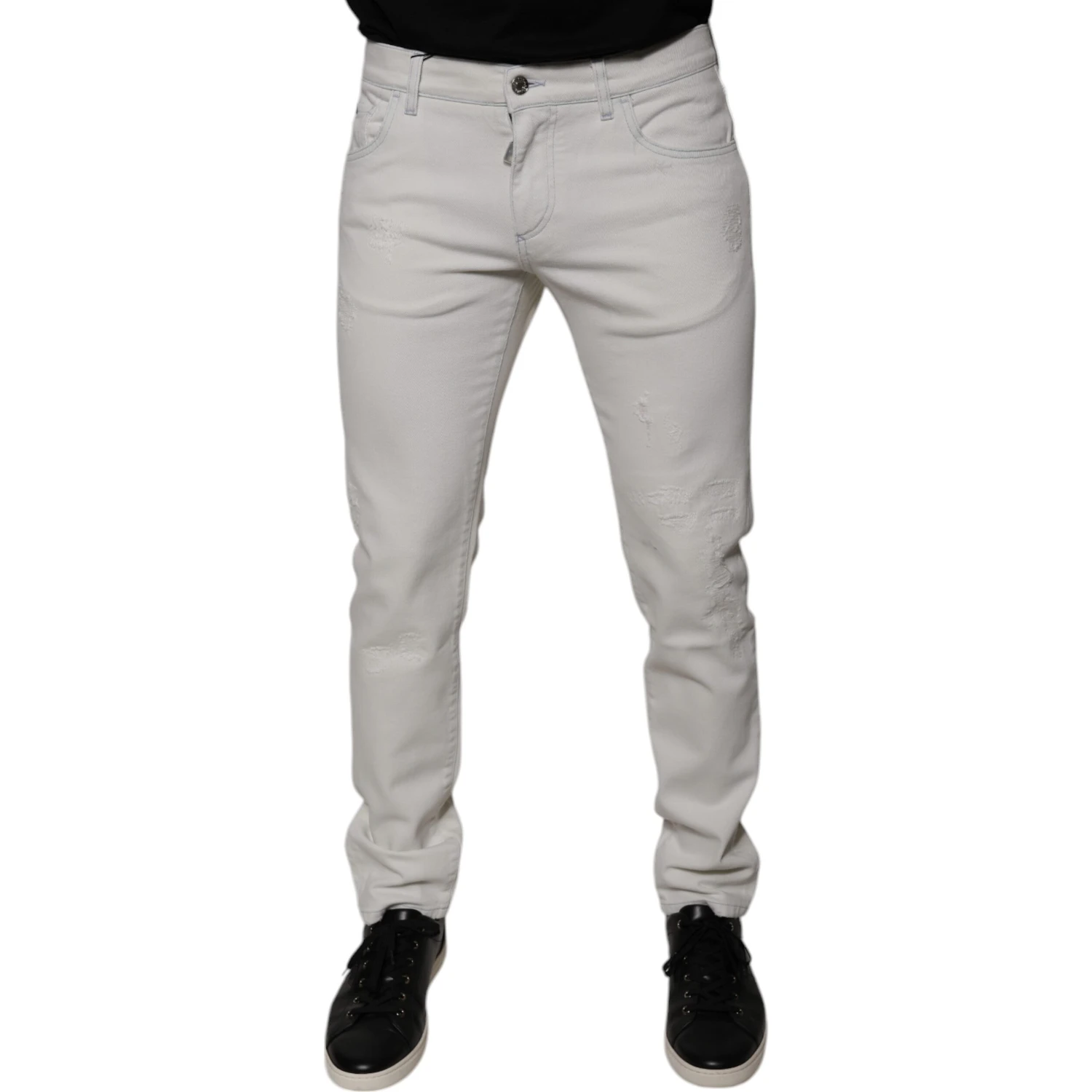 White Cotton Stretch Skinny Men Denim Jeans
