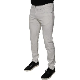 White Cotton Stretch Skinny Men Denim Jeans