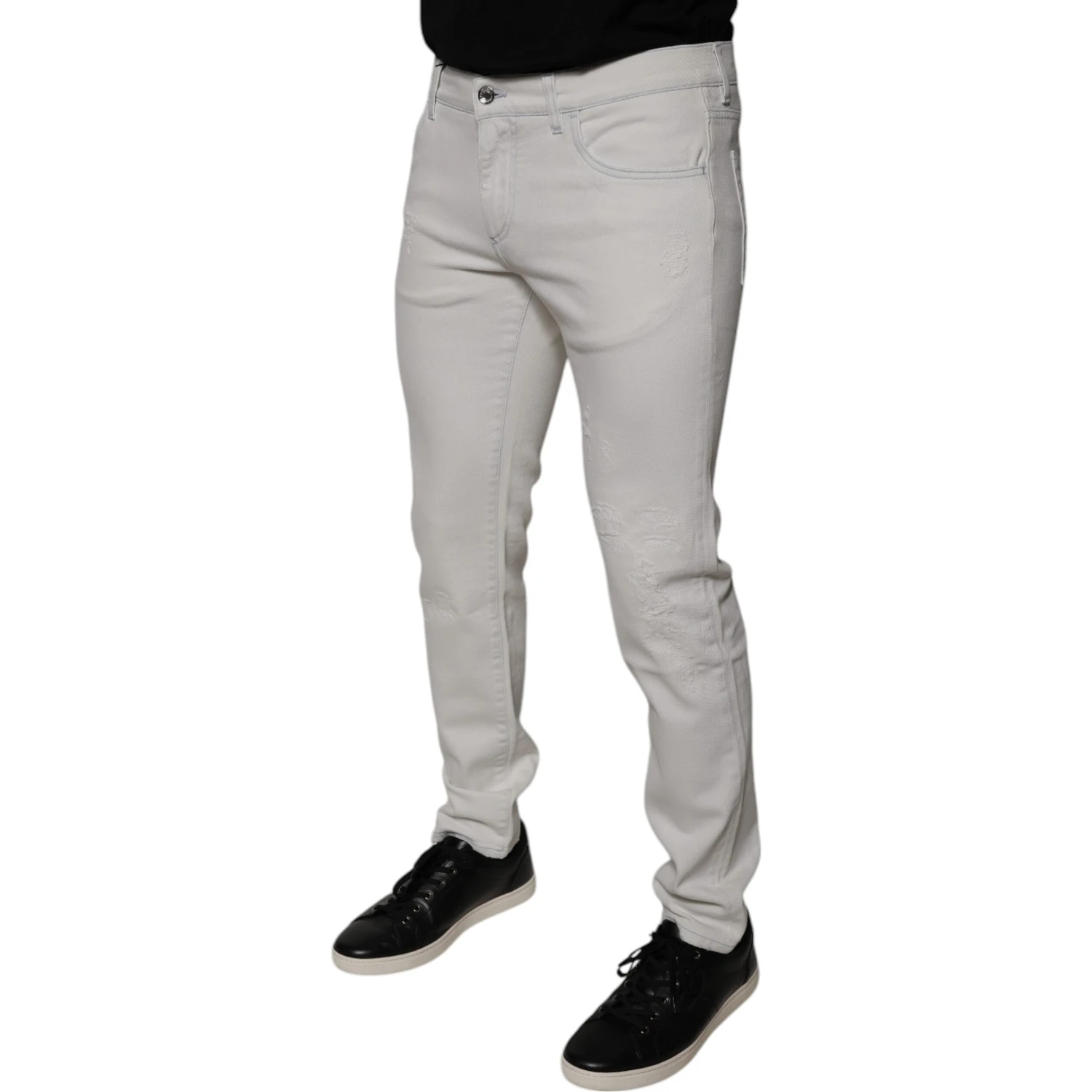 White Cotton Stretch Skinny Men Denim Jeans