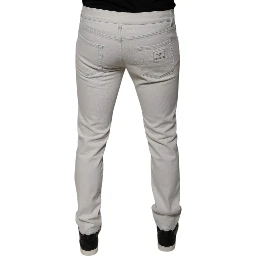 White Cotton Stretch Skinny Men Denim Jeans
