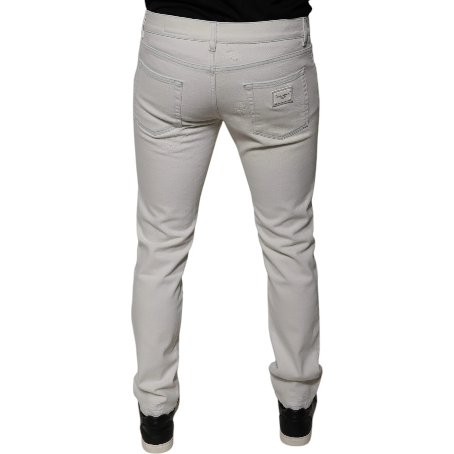 White Cotton Stretch Skinny Men Denim Jeans