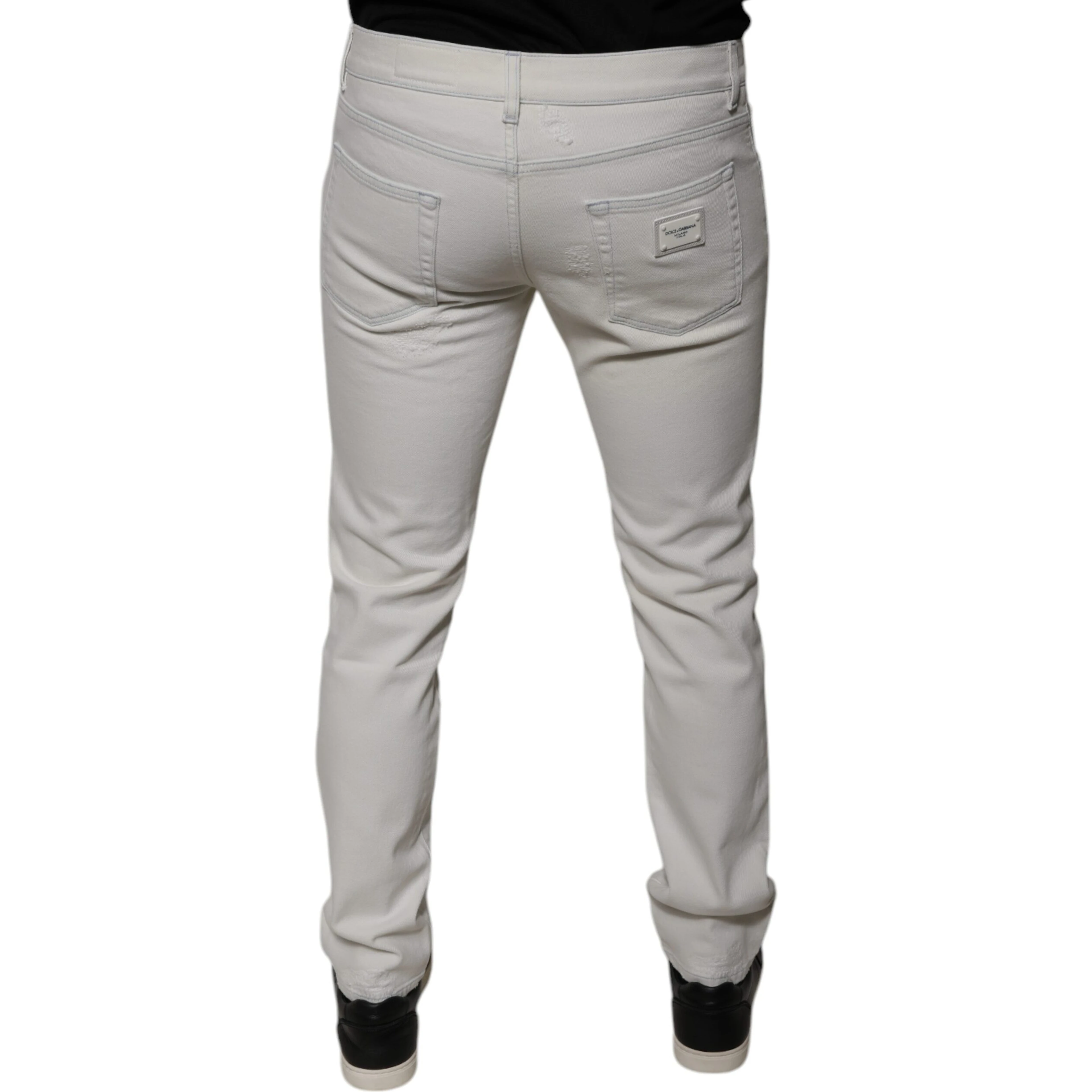 White Cotton Stretch Skinny Men Denim Jeans