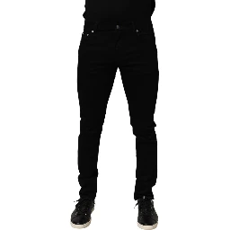 Black Cotton Stretch Slim Fit Men Denim Jeans