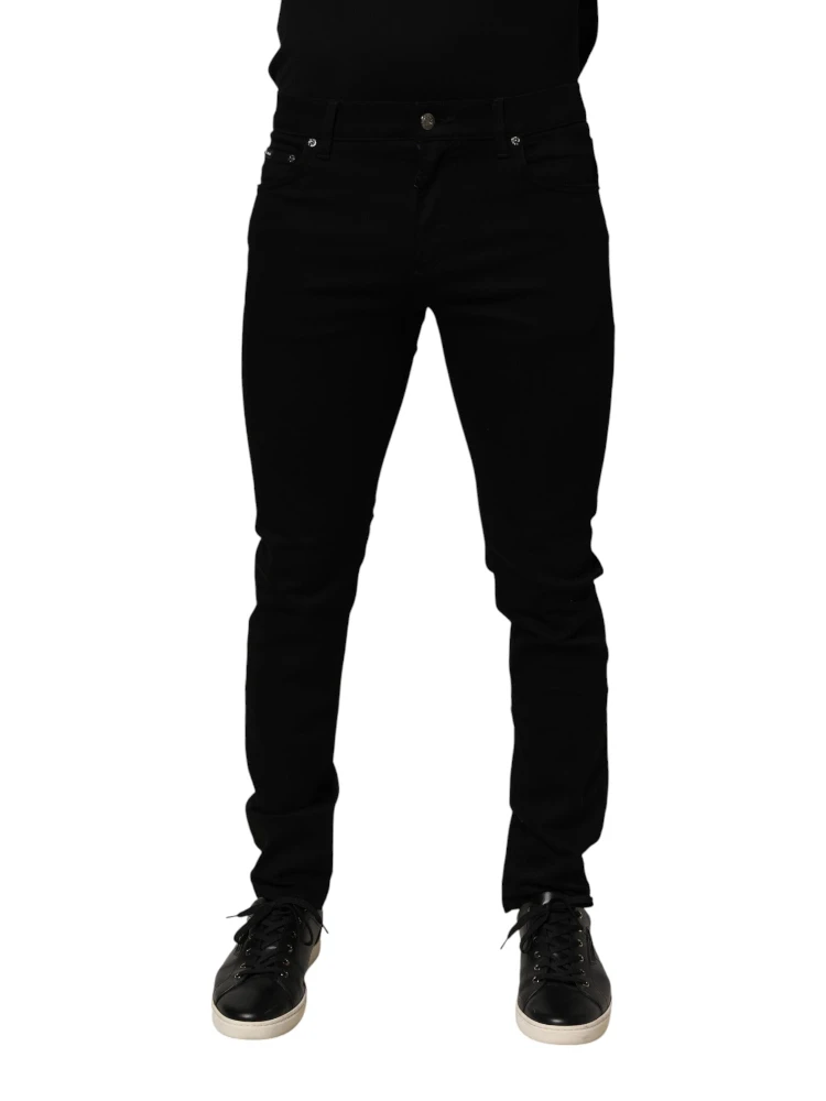 Black Cotton Stretch Slim Fit Men Denim Jeans