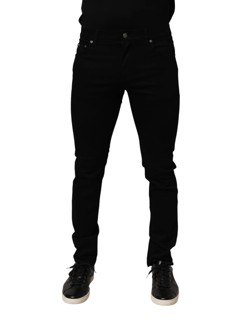Black Cotton Stretch Slim Fit Men Denim Jeans