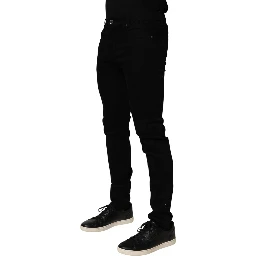 Black Cotton Stretch Slim Fit Men Denim Jeans