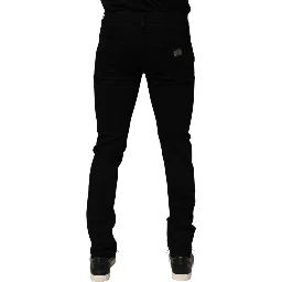 Black Cotton Stretch Slim Fit Men Denim Jeans