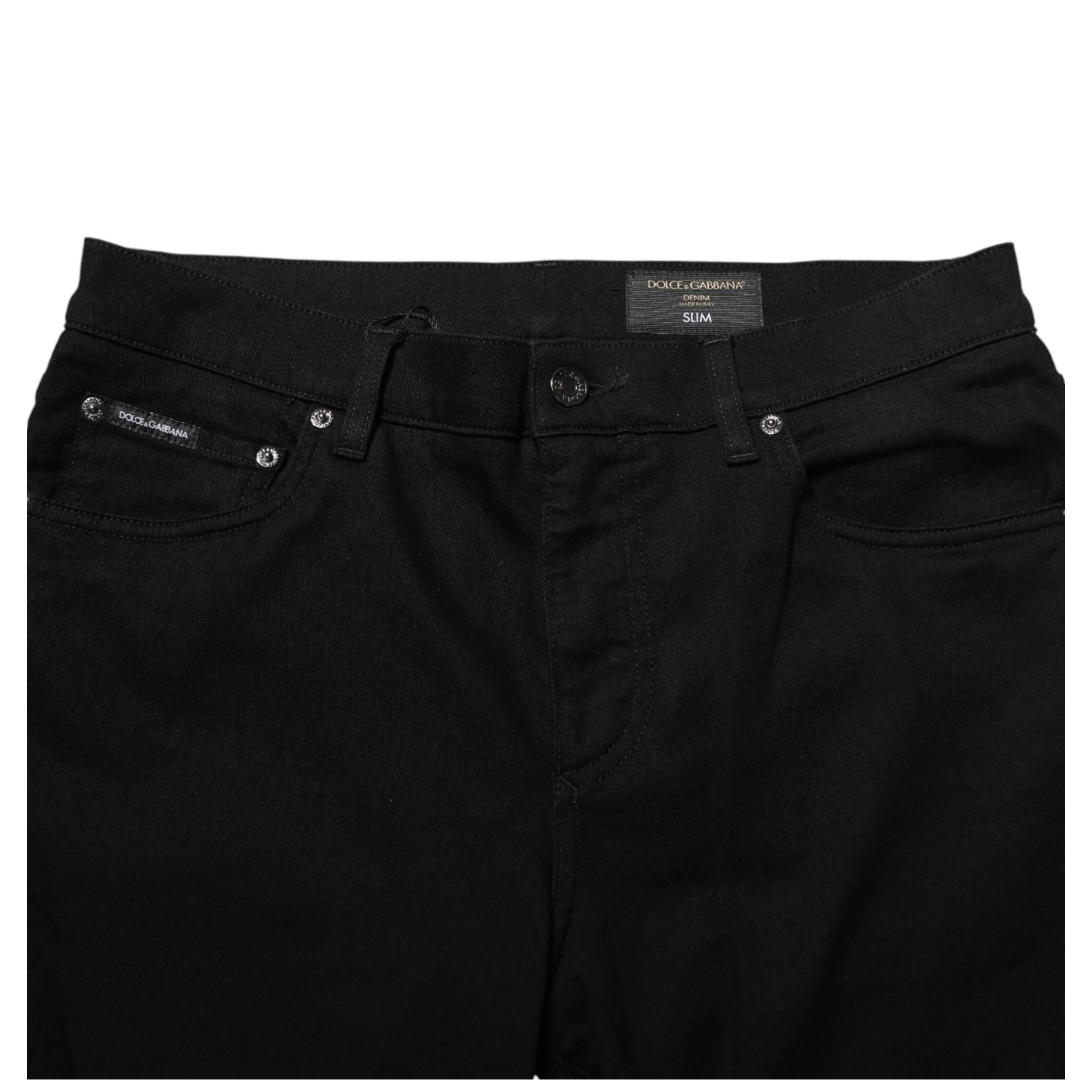 Black Cotton Stretch Slim Fit Men Denim Jeans