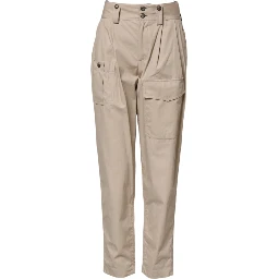 Beige Cotton Tapered Cargo Men Trouser Pants