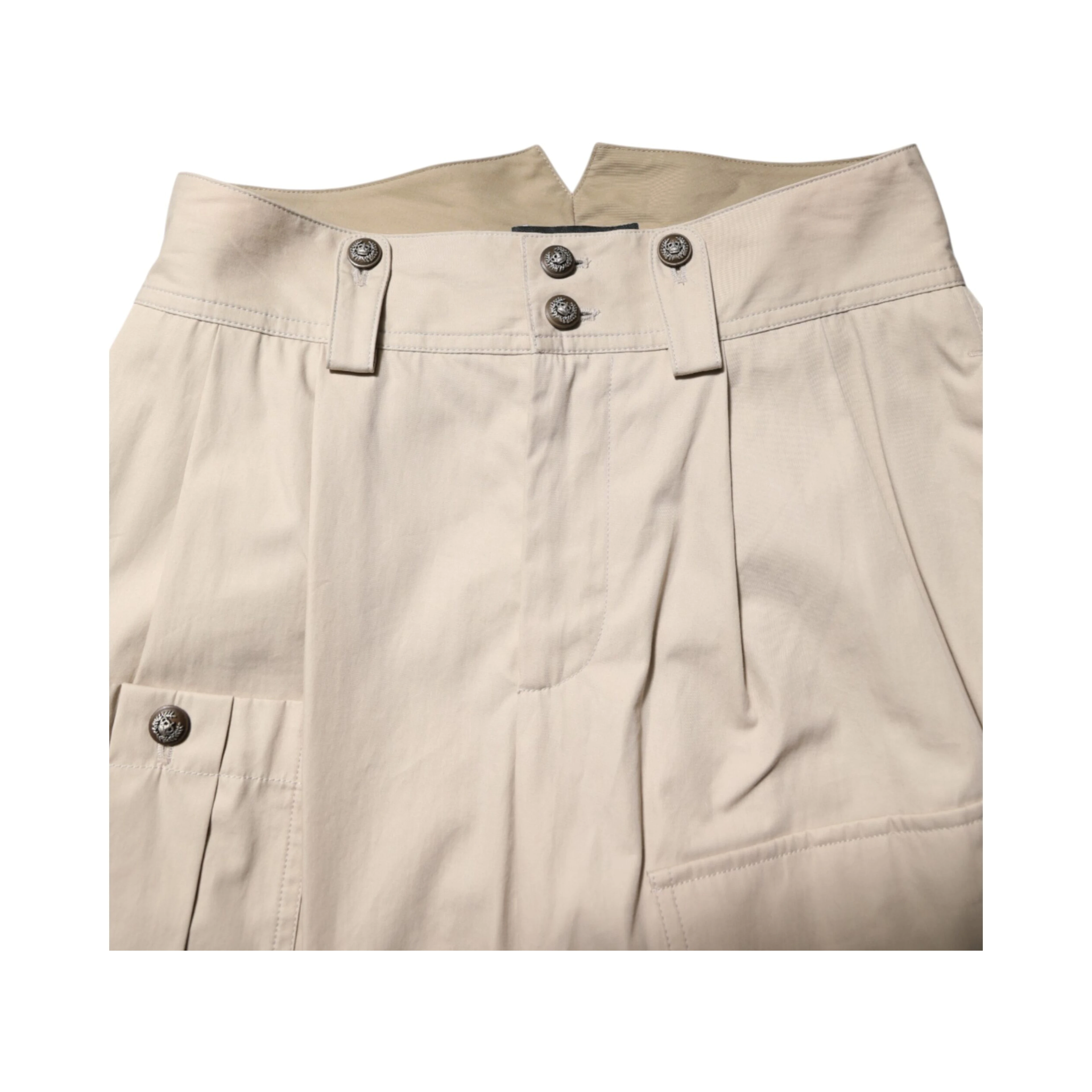 Beige Cotton Tapered Cargo Men Trouser Pants