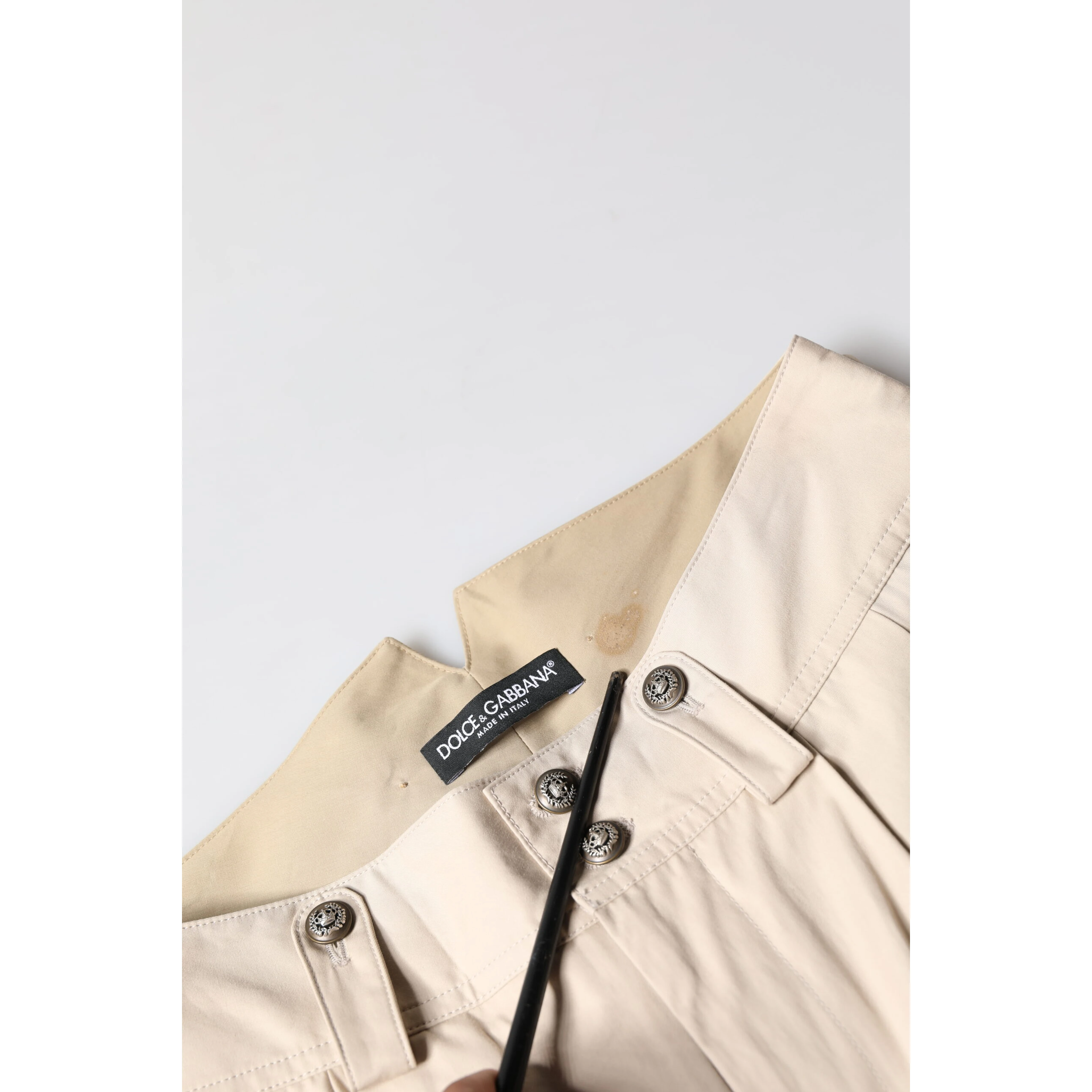 Beige Cotton Tapered Cargo Men Trouser Pants