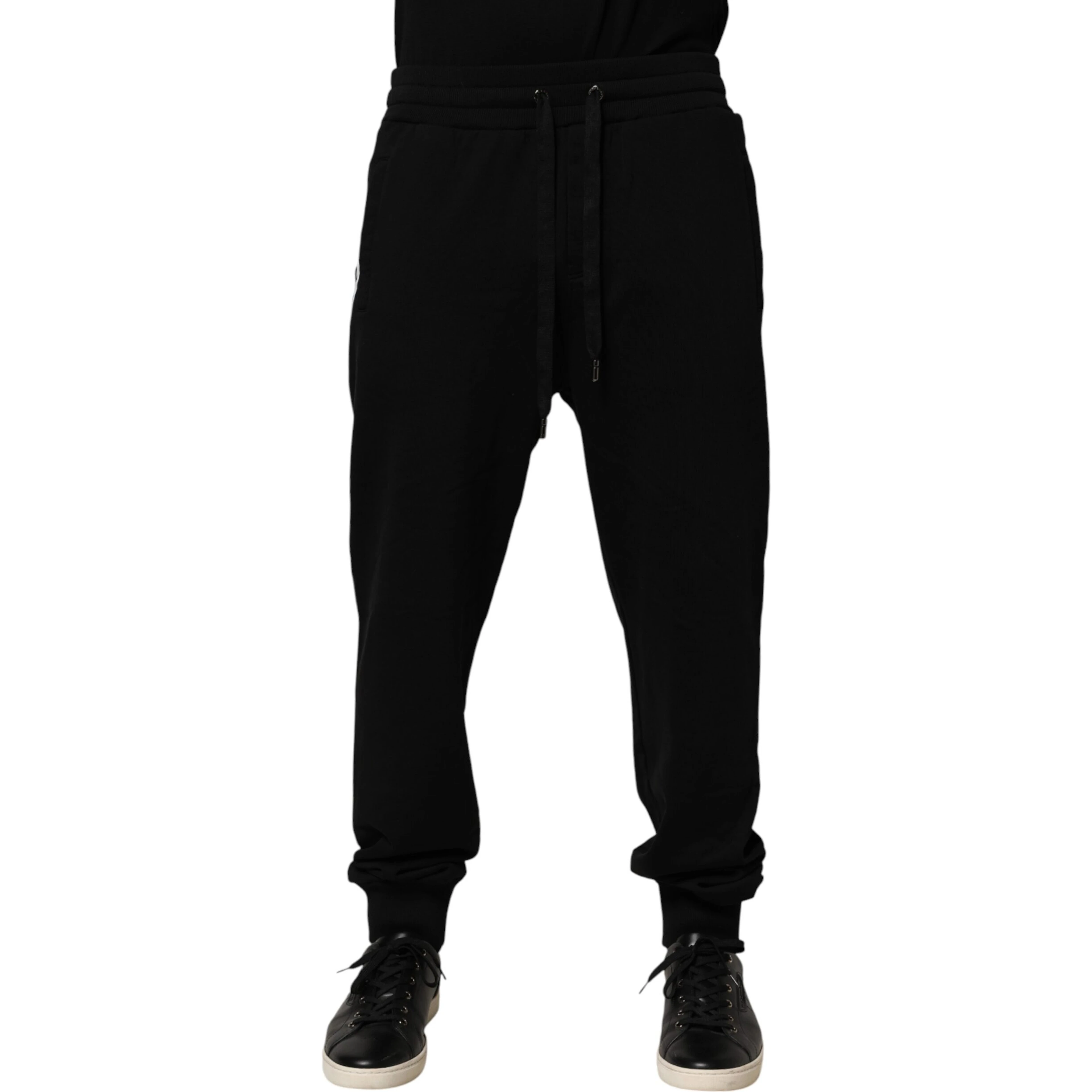 Black DG Logo Cotton Jogger Sweatpants Pants