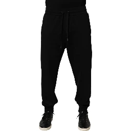 Black DG Logo Cotton Jogger Sweatpants Pants