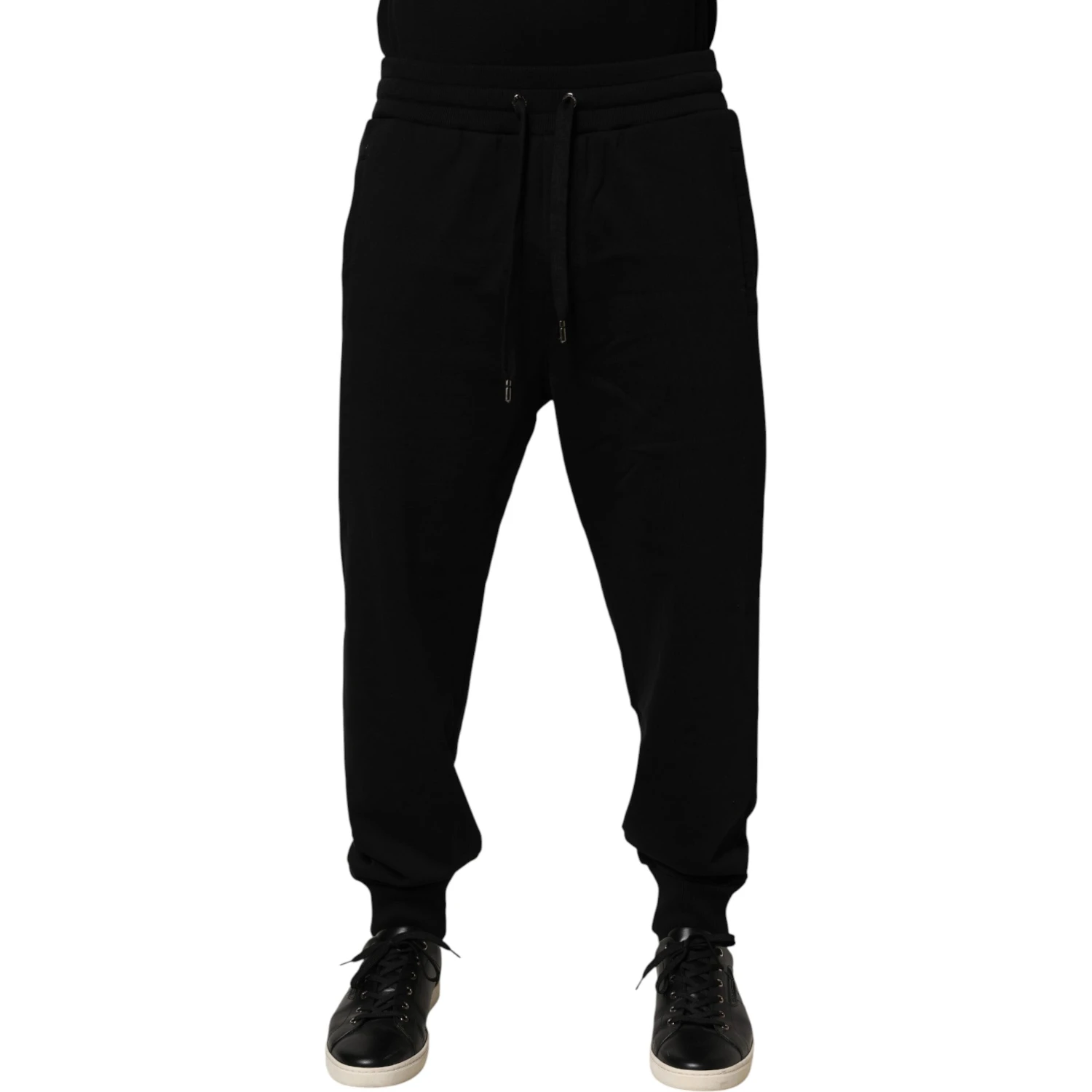Black DG Logo Cotton Jogger Sweatpants Pants