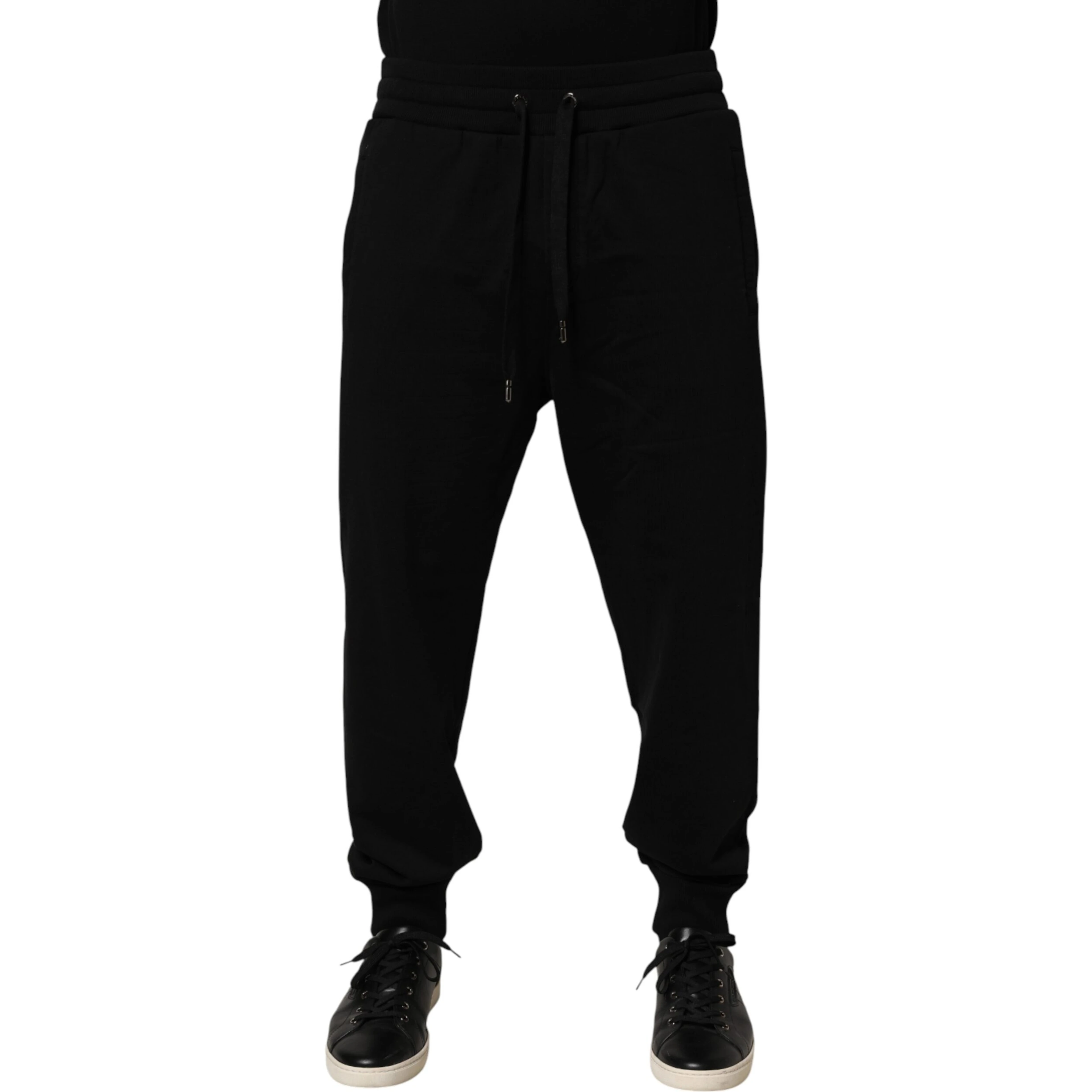 Black DG Logo Cotton Jogger Sweatpants Pants