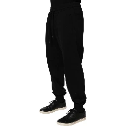 Black DG Logo Cotton Jogger Sweatpants Pants