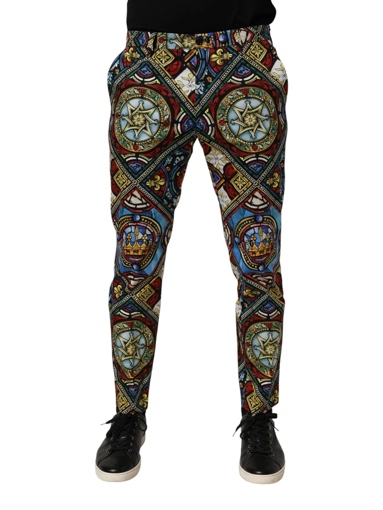 Multicolor Stained Glass Window Style Print Men Pants
