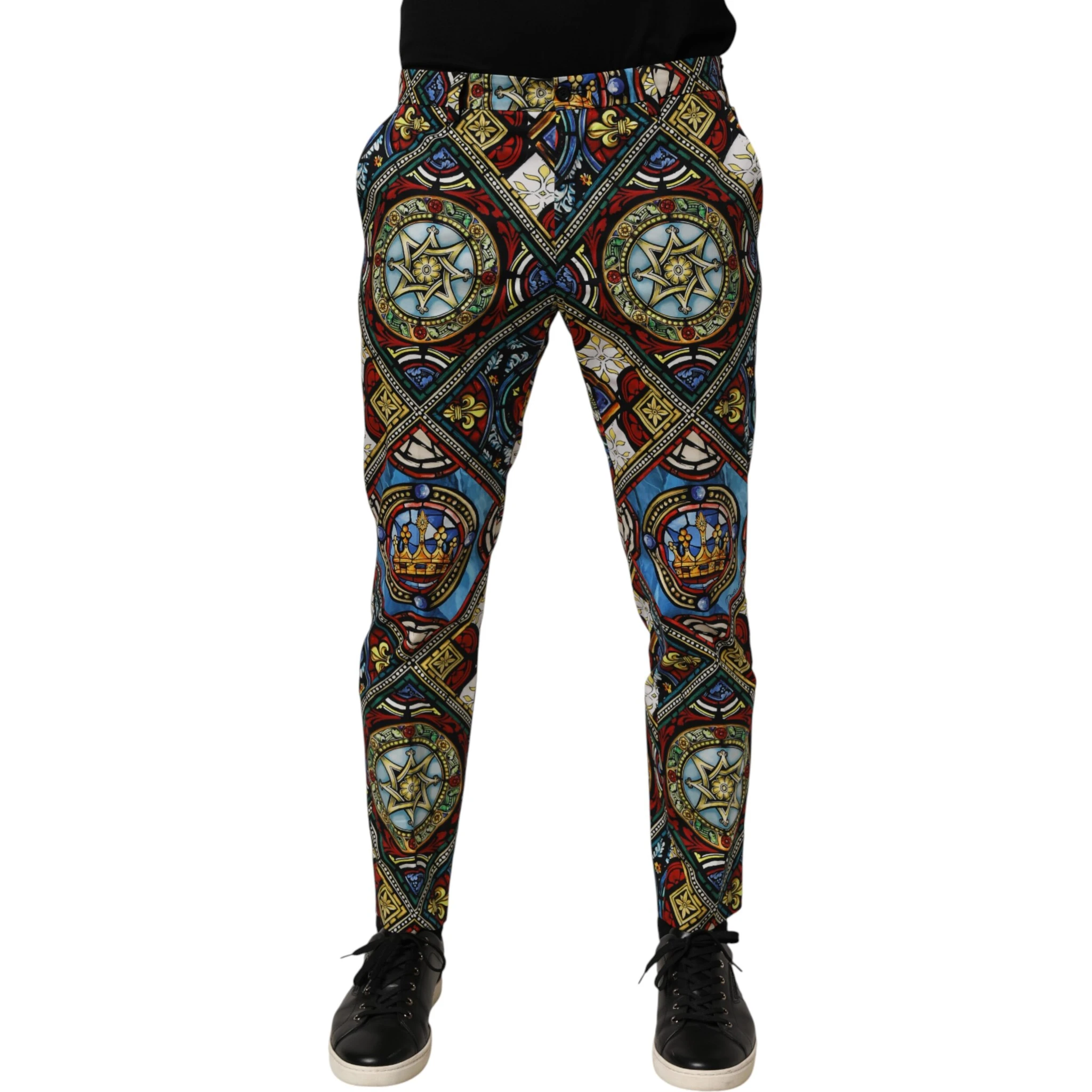Multicolor Stained Glass Window Style Print Men Pants