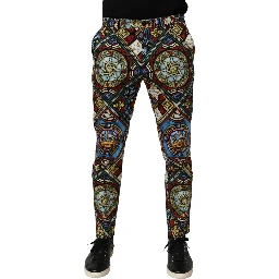 Multicolor Stained Glass Window Style Print Men Pants