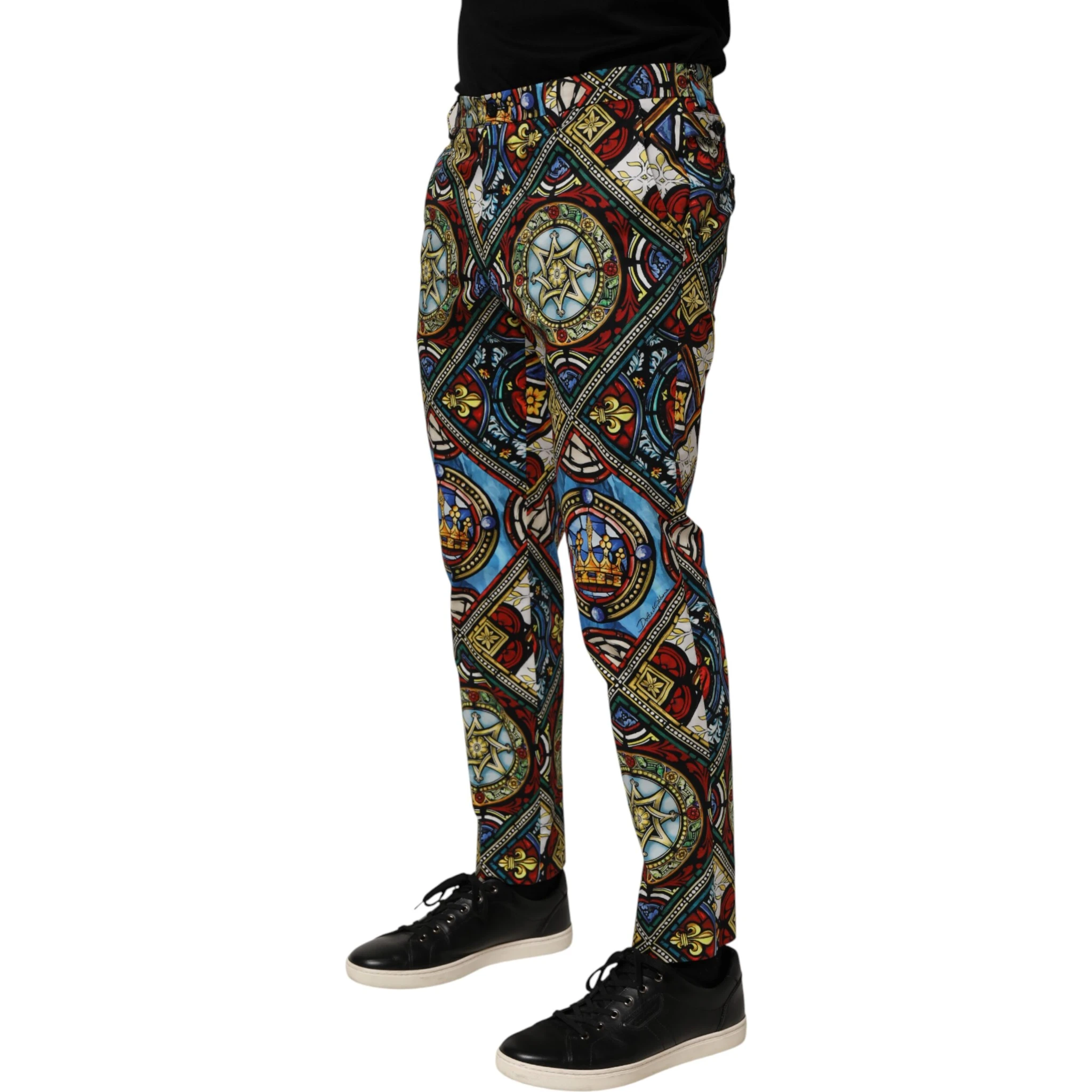 Multicolor Stained Glass Window Style Print Men Pants