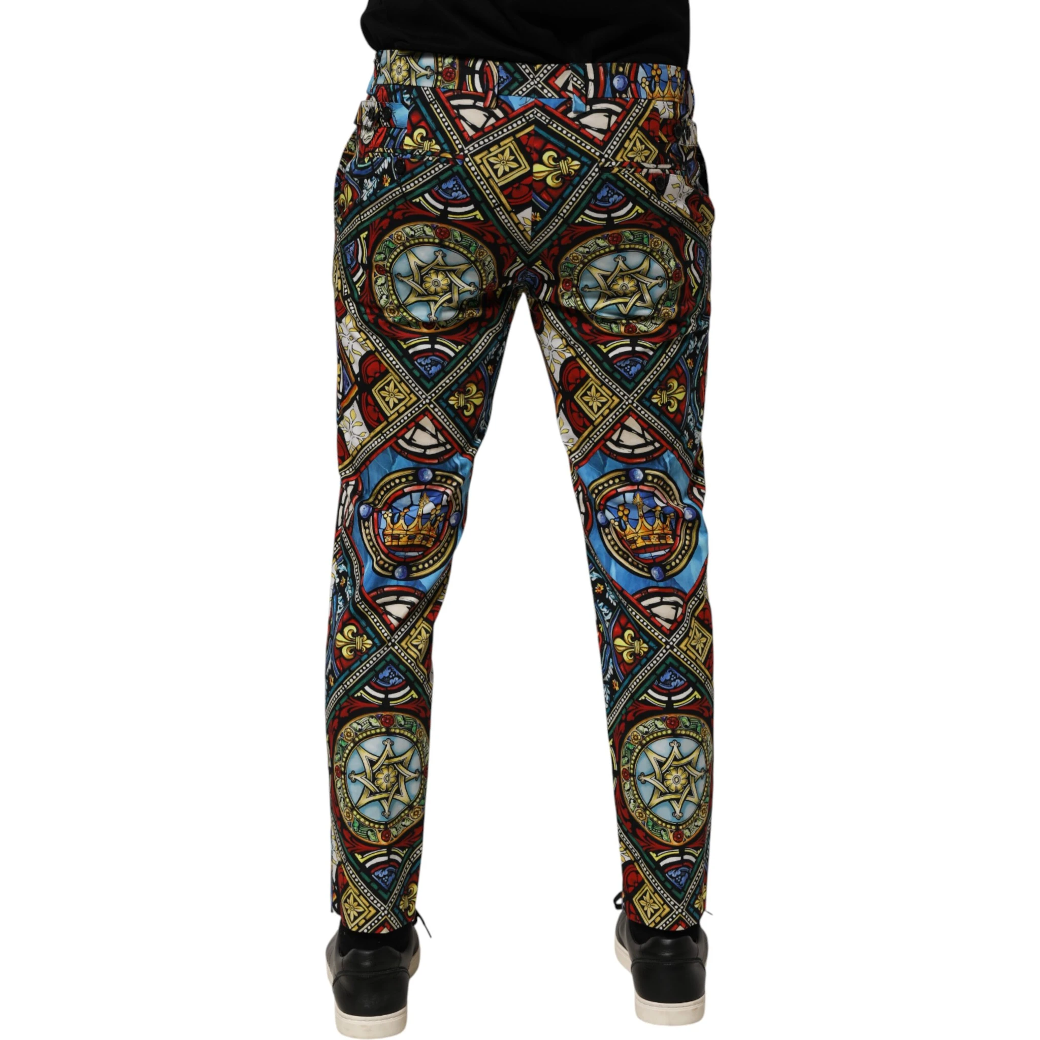 Multicolor Stained Glass Window Style Print Men Pants