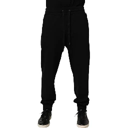 Black DG Logo Cotton Jogger Sweatpants Pants