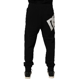 Black DG Logo Cotton Jogger Sweatpants Pants