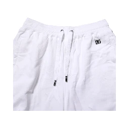 White Distressed Cotton Men Bermuda Shorts