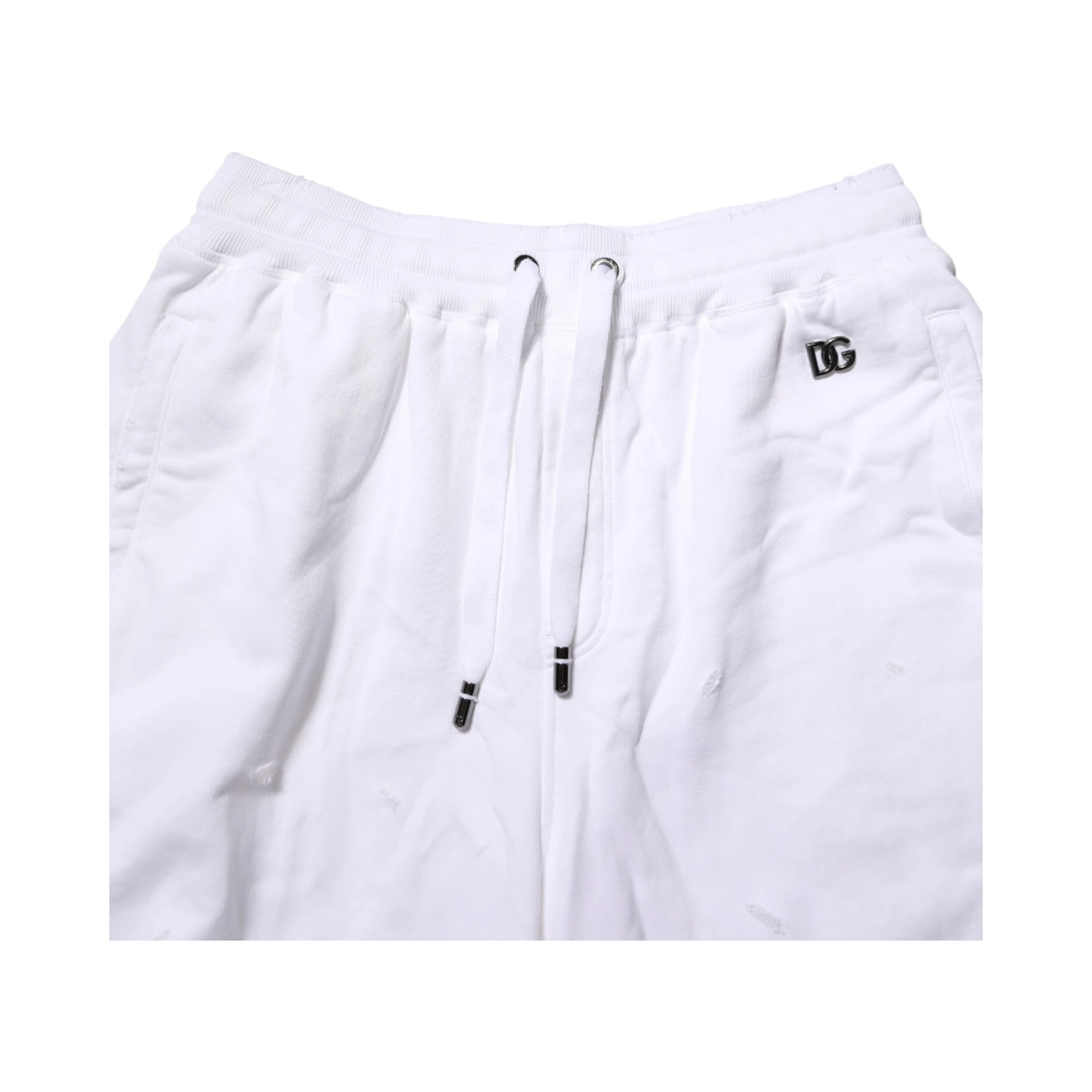 White Distressed Cotton Men Bermuda Shorts
