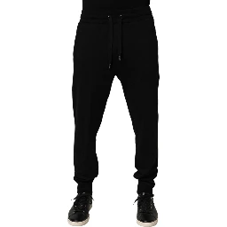 Black DG Logo Cotton Jogger Sweatpants Pants