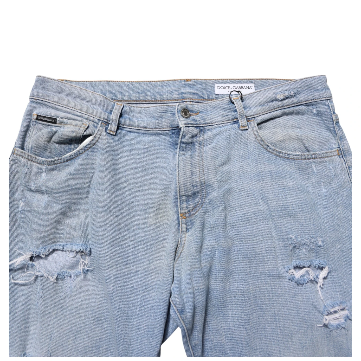 Blue Cotton Distressed Slim Fit Denim Jeans