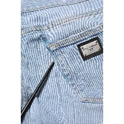 Blue Cotton Distressed Slim Fit Denim Jeans