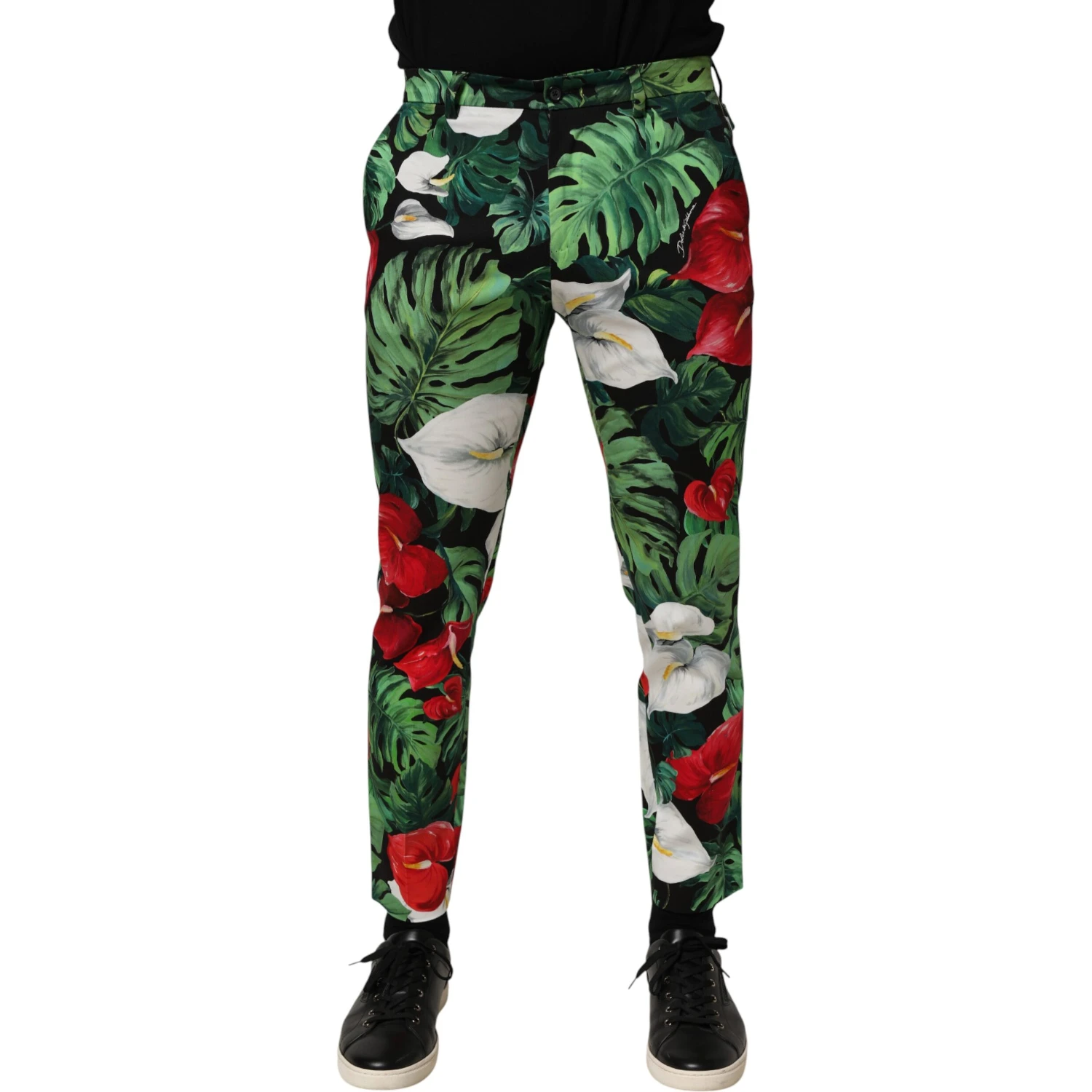 Multicolor Floral Print Cotton Tapered Pants